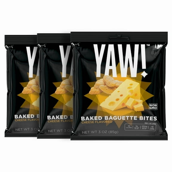 YAW! 3 Pack Baked Baguette Bites Cheese Flavored 3oz (9oz)