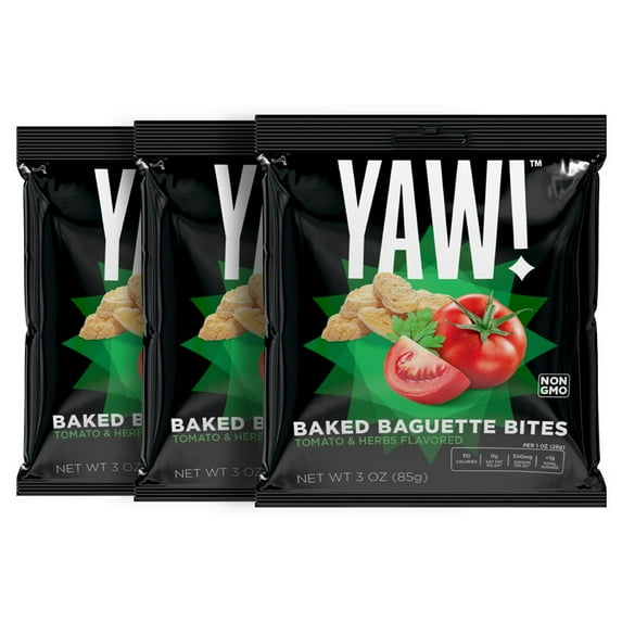 YAW! 3 Pack Baked Baguette Bites Tomato and Herb 3oz (9oz)