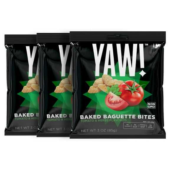YAW! 3 Pack Baked Baguette Bites Tomato and Herb 3oz (9oz)