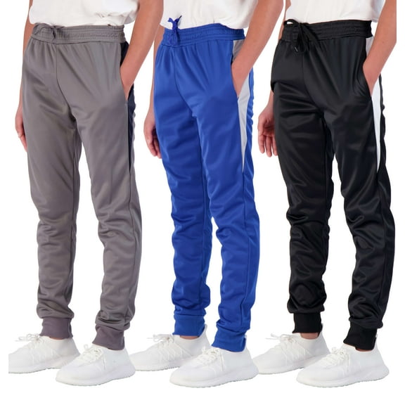Real Essentials 3 Pack: Boy's Active Athletic Casual Jogger Sweatpants with Pockets