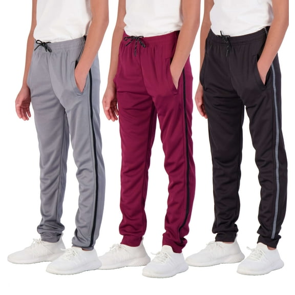 3 Pack: Boy's Mesh Active Athletic Casual Jogger Sweatpants with Pockets