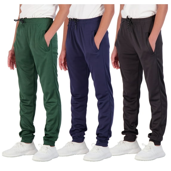 3 Pack: Boy's Mesh Active Athletic Casual Jogger Sweatpants with Pockets