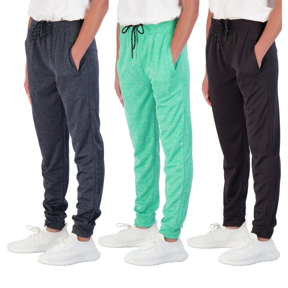 3 Pack: Boy's Mesh Active Athletic Casual Jogger Sweatpants with Pockets