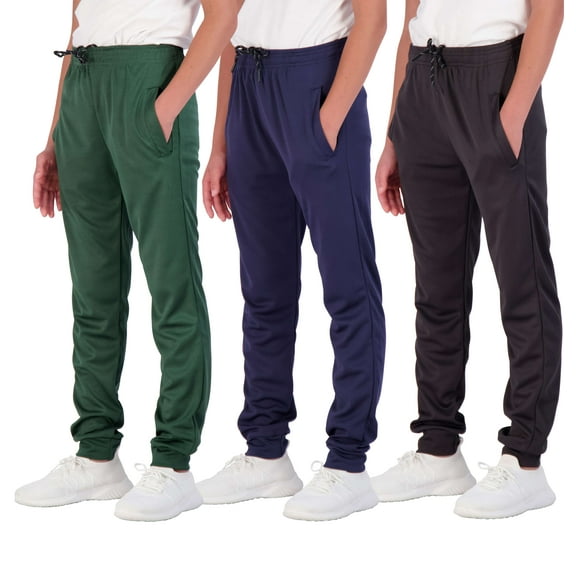 3 Pack: Boy's Mesh Active Athletic Casual Jogger Sweatpants with Pockets