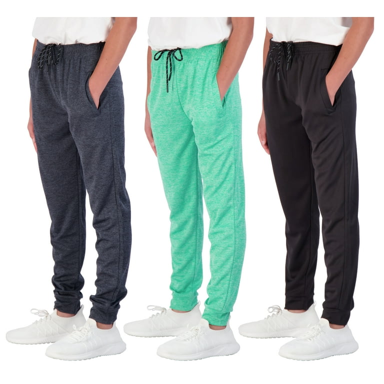 3 Pack: Boy's Mesh Active Athletic Casual Jogger Sweatpants with Pockets