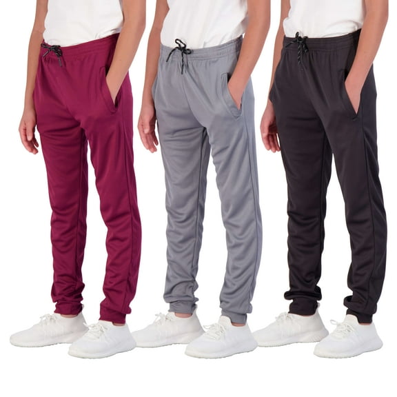 3 Pack: Boy's Mesh Active Athletic Casual Jogger Sweatpants with Pockets