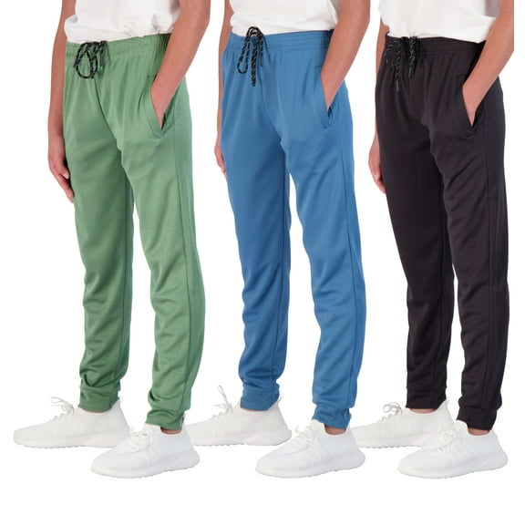 3 Pack: Boy's Mesh Active Athletic Casual Jogger Sweatpants with Pockets