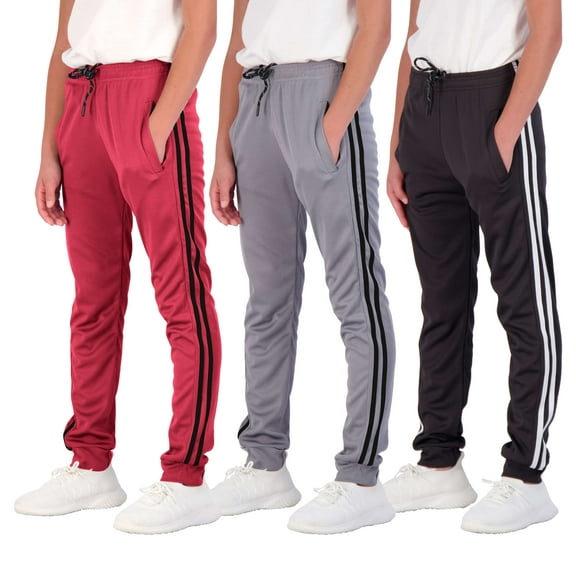 3 Pack: Boy's Mesh Active Athletic Casual Jogger Sweatpants with Pockets