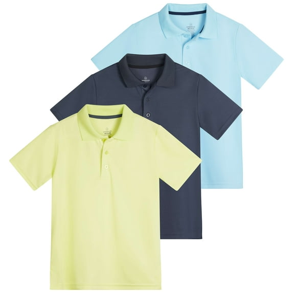 3 Pack: Boy's Short Sleeve Polo Shirt - School Uniform Active Performance Golf (Ages 4-16)