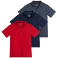 thumbnail image 1 of 3 Pack: Boy's Short Sleeve Polo Shirt - School Uniform Active Performance Golf (Ages 4-16), 1 of 7