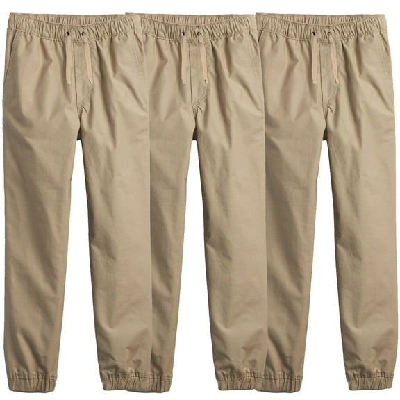 3-Pack Boy's Slim Fitting Cotton Stretch Classic Twill Joggers