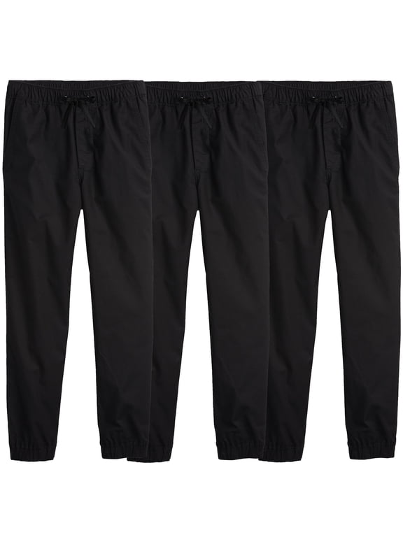 3-Pack Boy's Slim Fitting Cotton Stretch Classic Twill Joggers