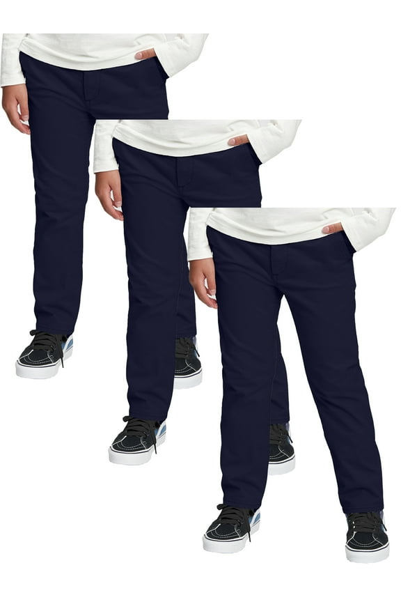 3 Pack Boy's Stretch Slim Fit School Uniform Chino Pants