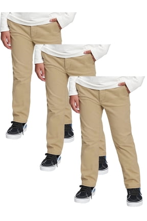 3 Pack Boy's Stretch Slim Fit School Uniform Chino Pants