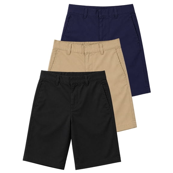 3-Pack Boy's Stretch Slim Fit School Uniform Twill Shorts (4-20)