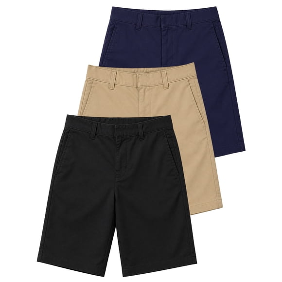 3-Pack Boy's Stretch Slim Fit School Uniform Twill Shorts (4-20)