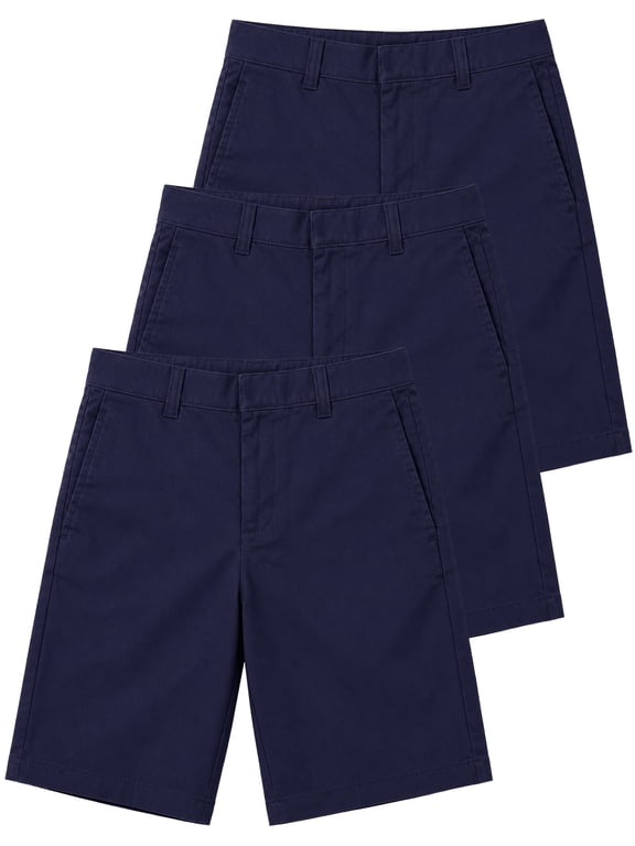 3-Pack Boy's Stretch Slim Fit School Uniform Twill Shorts (4-20)