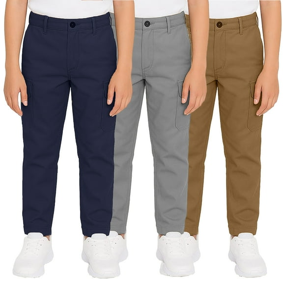 3-Pack Boy’s Super Stretch Cotton Cargo Pants – Comfortable & Functional Fit