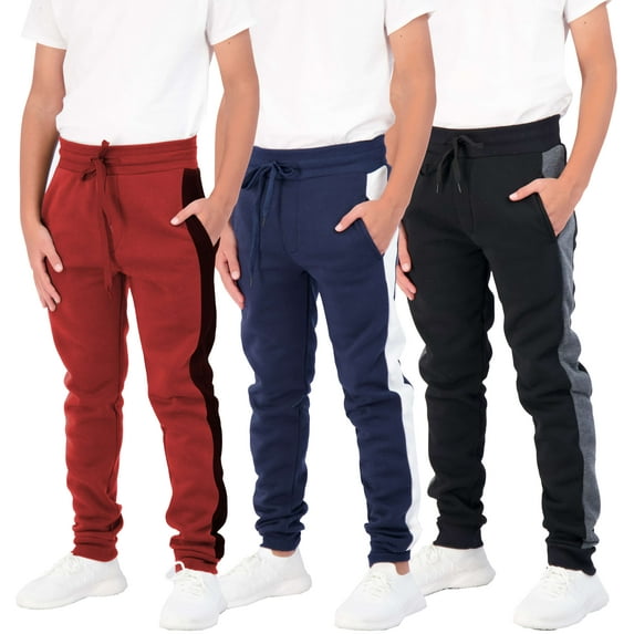 3 Pack: Boys Youth Active Athletic Soft Fleece Jogger Sweatpants