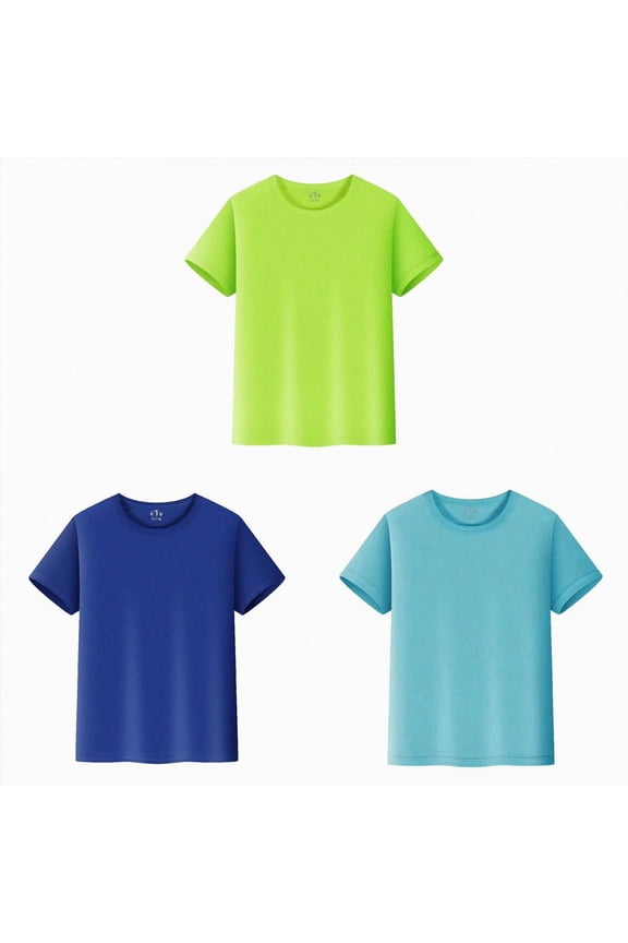 3 Pack Boys Athletic Neon T-Shirts Quick Dry Short Sleeve Rash Guard T Shirts Lightweight & Breathable (2–14 Years) Y2K Tops Summer