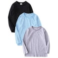 thumbnail image 1 of 3 Pack Boys Girls Shirts Long Sleeve Shirts for Toddler Cotton Tee Solid T-Shirts Kids Tees Tops 4-13 Years, 1 of 5
