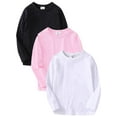thumbnail image 1 of 3 Pack Boys Girls Shirts Long Sleeve Shirts for Toddler Cotton Tee Solid T-Shirts Kids Tees Tops 4-13 Years, 1 of 5