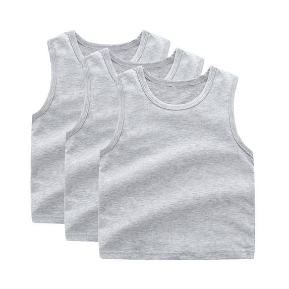 3-Pack Boys & Girls Tank Tops Athletic Sleeveless Crewneck T-Shirts Kids Undershirts,Color Grey,Size 18-24 Months