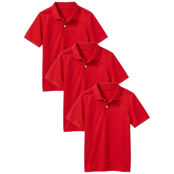 3-Pack Boys Moisture Wicking Short Sleeve Polos