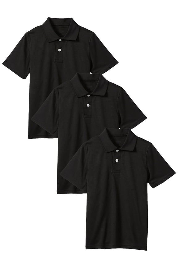 3-Pack Boys Moisture Wicking Short Sleeve Polos