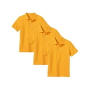 3-Pack Boys School Uniform Short Sleeve Pique Polo Shirt (XS-2XL)