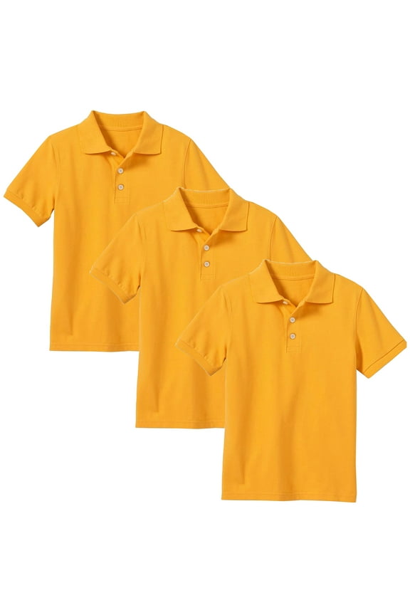 3-Pack Boys School Uniform Short Sleeve Pique Polo Shirt (XS-2XL)
