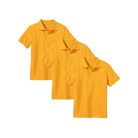 3-Pack Boys School Uniform Short Sleeve Pique Polo Shirt (XS-2XL)