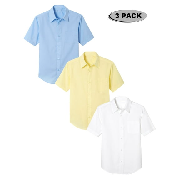 3-Pack Boys Short Sleeve Casual Dress School Uniform Shirts (Big Boys, Little Boys)