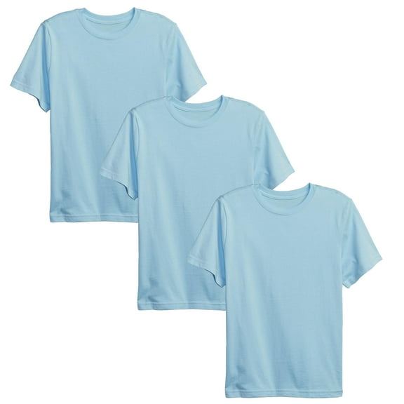 3-Pack Boys Short Sleeve Crew Neck Premium Soft Cotton Blend T-Shirt Tee (XS-2XL)