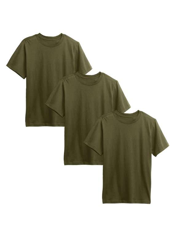 3-Pack Boys Short Sleeve Crew Neck Premium Soft Cotton Blend T-Shirt Tee (XS-2XL)