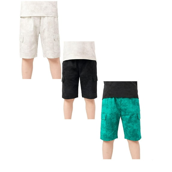 3 Pack Boys Shorts Size 7-8 Summer Sport Tie Dye Printed Solid Color Casual Cropped Pants Kids Cargo Shorts 6-7 Years