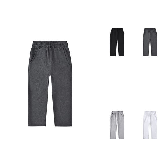 3 Pack Boys' Straight Leg Sweatpants, Tech Jogger Pants with Pockets, Soft Comfortable Open Bottom Leggings (Size 6-24)