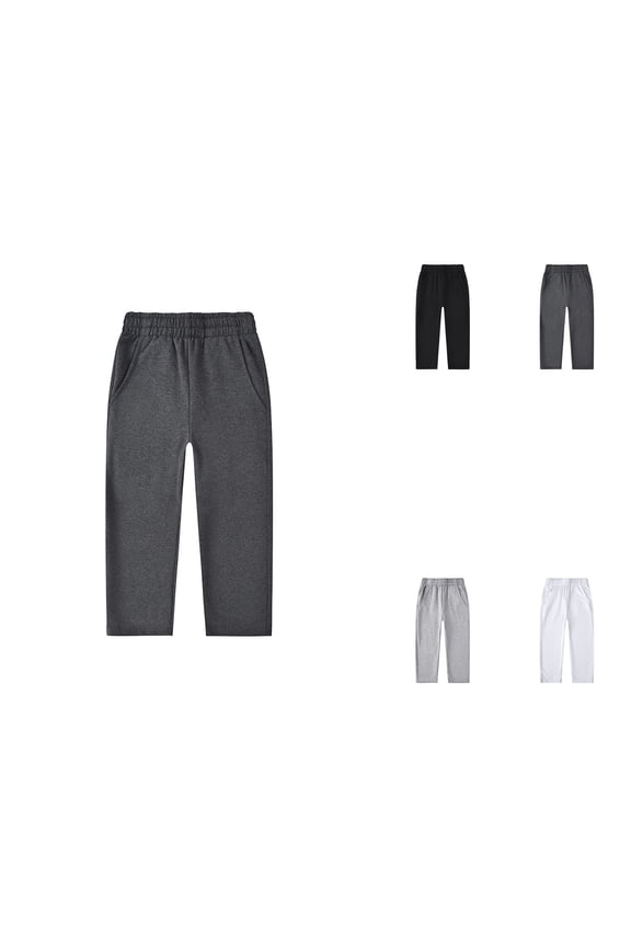 3 Pack Boys' Straight Leg Sweatpants, Tech Fleece Jogger Pants with Pockets, Soft Comfortable Open Bottom Leggings (Size 6-24)