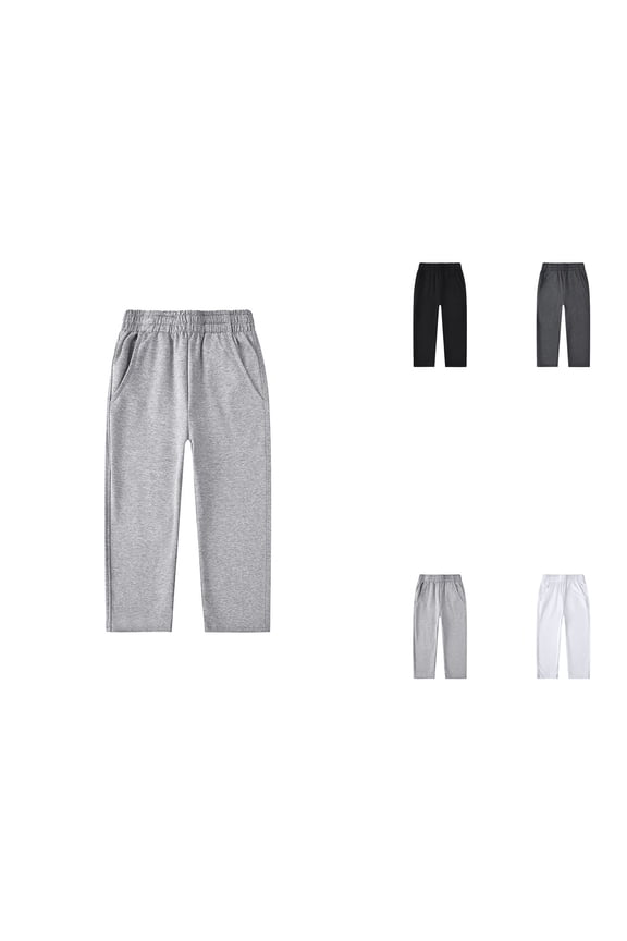 3 Pack Boys' Straight Leg Sweatpants, Tech Fleece Jogger Pants with Pockets, Soft Comfortable Open Bottom Leggings (Size 6-24)