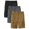 thumbnail image 1 of 3-Pack Boys Stretch Cotton Cargo Shorts (Size 8-18), 1 of 5
