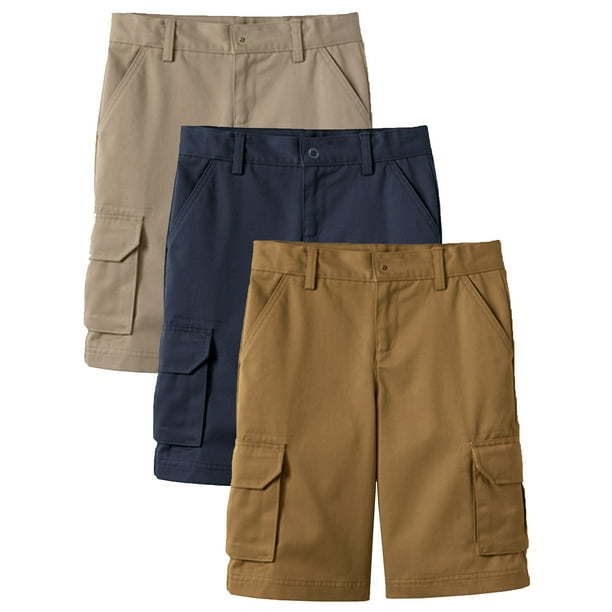 3 Pack Boys Stretch Cotton Cargo Shorts Size 8 18 Walmart Business Supplies