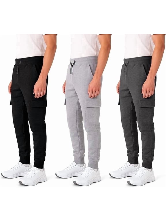 3 Pack Boys Sweatpants – Athletic Workout Joggers for Boys & Kids Clothes, Fleece Boys Pants with Cargo Pockets