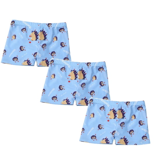 3-Pack Boys Swim Trunks, Kids Quick Dry Swimming Shorts with Liner - Cartoon Animals Printed Swimwear