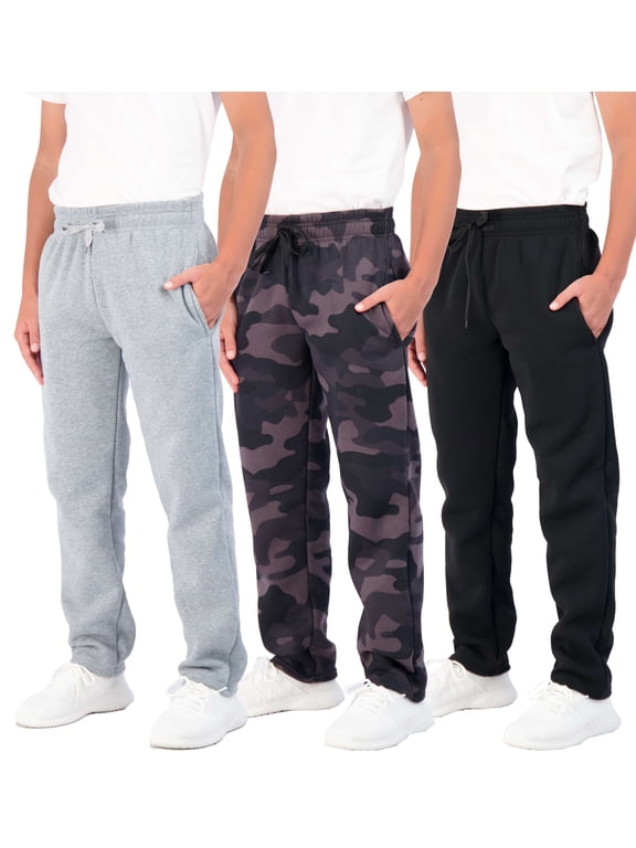 3 Pack: Boys' Tech Fleece Open Bottom Sweatpants with Pockets