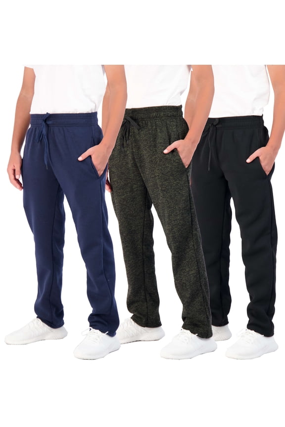 3 Pack: Boys' Tech Fleece Open Bottom Sweatpants with Pockets