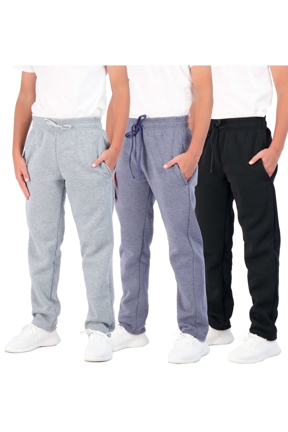 3 Pack: Boys' Tech Fleece Open Bottom Sweatpants with Pockets