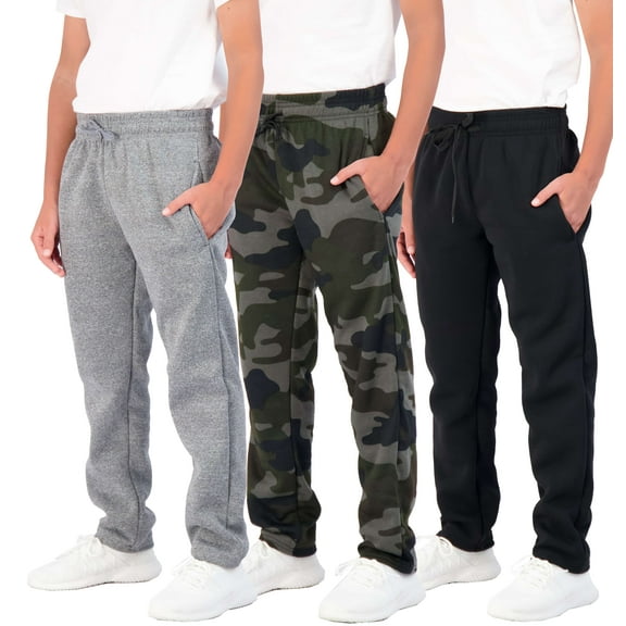 3 Pack: Boys' Tech Fleece Open Bottom Sweatpants with Pockets
