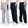 thumbnail image 1 of Real Essentials 3 Pack: Boys' Tricot Open Bottom Fleece-Lined Sweatpants with Pockets, 1 of 7