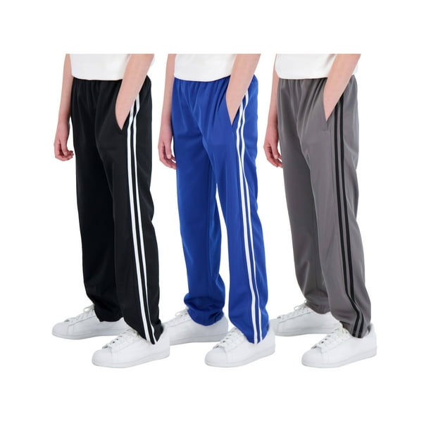 3 Pack: Boys' Tricot Open Bottom Fleece-Lined Sweatpants with Pockets ...