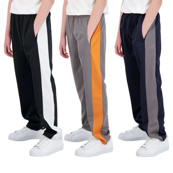 Real Essentials 3 Pack: Boys' Tricot Open Bottom Fleece-Lined Sweatpants with Pockets